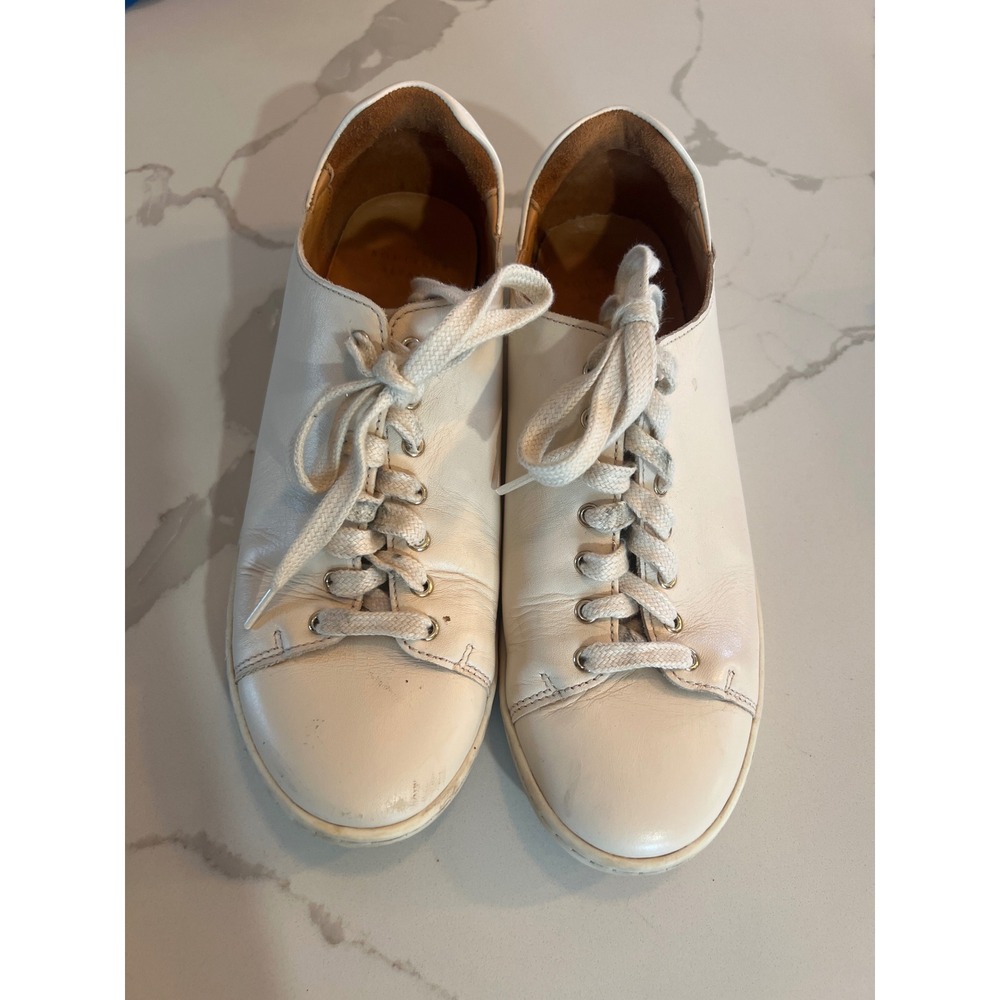Sezane Jack White Leather Low Top Sneakers Womens Size 8‎ EU 39 Made in Portugal